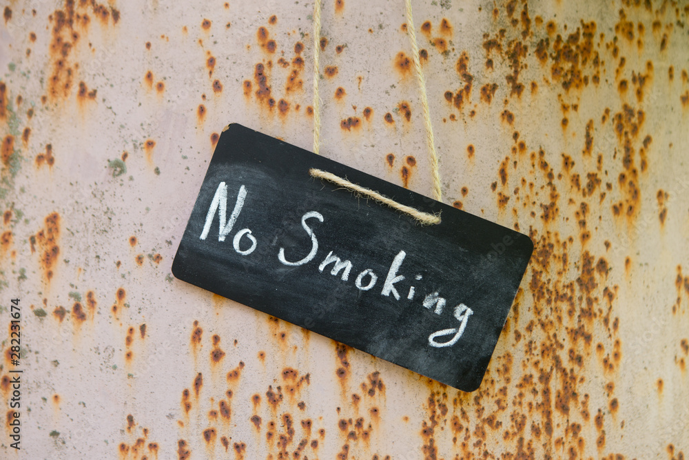 No smoking sign, little blackboard with chalk inscription, dont smoke concept