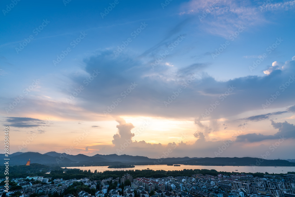 Landscape and Architectural Landscape of West Lake in Hangzhou..