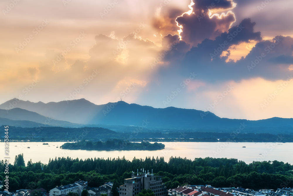 Landscape and Architectural Landscape of West Lake in Hangzhou..