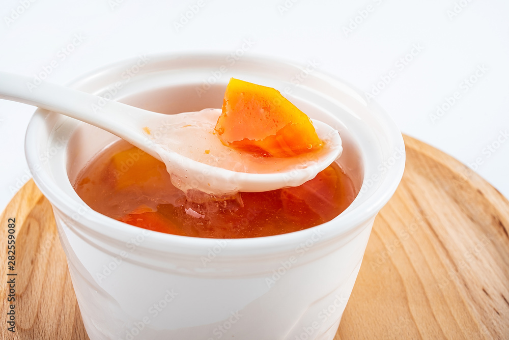 Chinese traditional health food, rock sugar, papaya, stewed birds nest