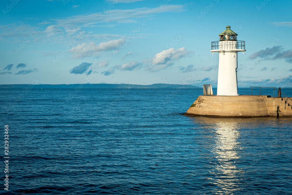 Harbor lighthouse in Swedish marina