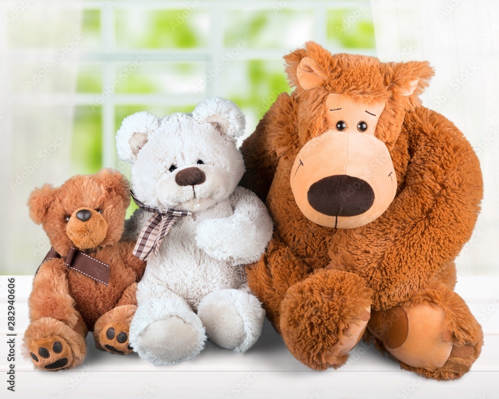 Cute Teddy bears on white background