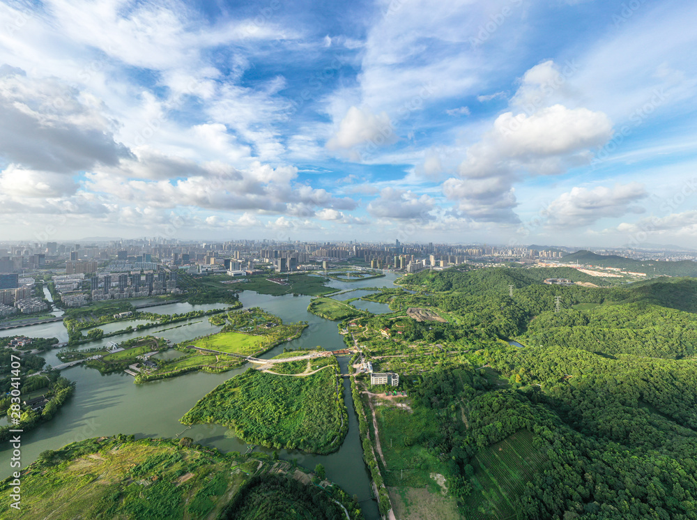 中国杭州全景城市天际线