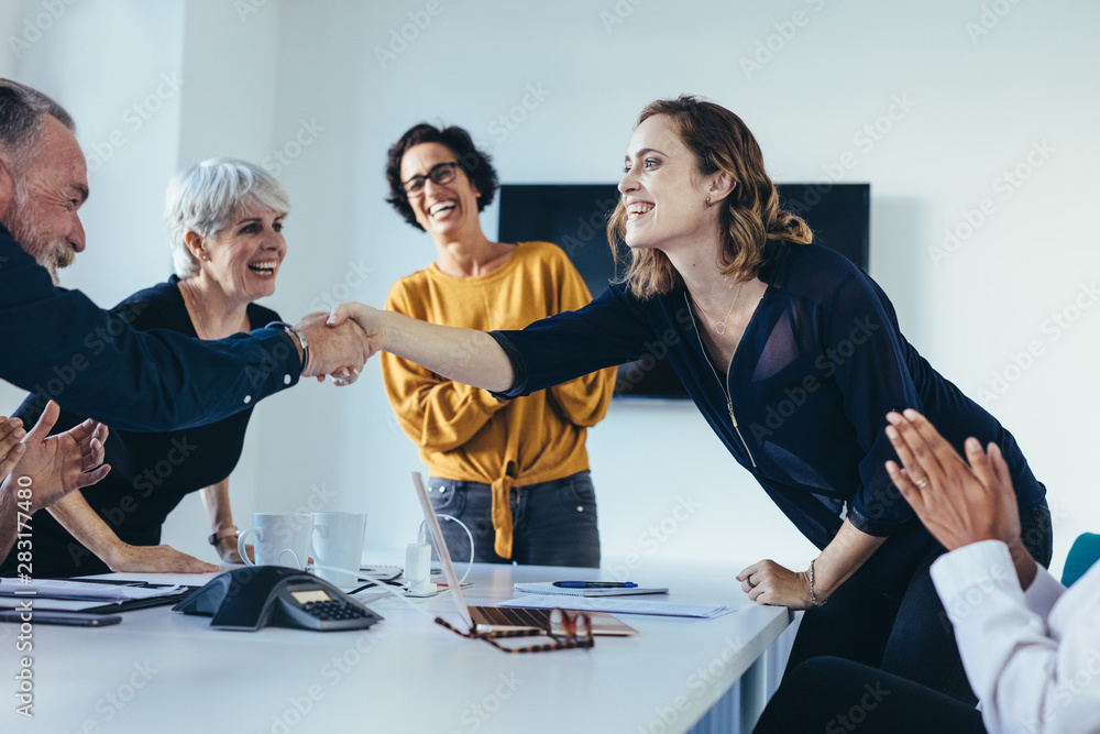 Businessman appreciating the best performer