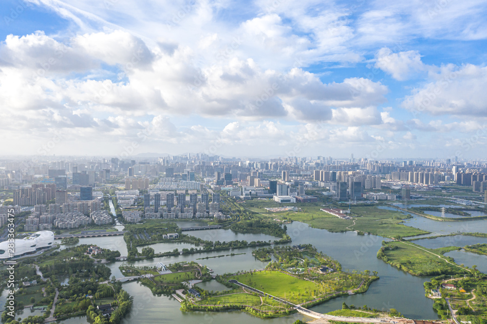 city skyline in hangzhou china