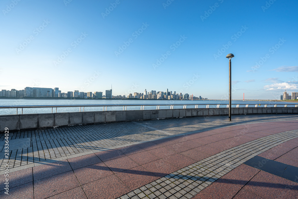 floor with city skyline