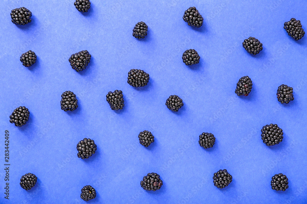 Ripe blackberry on color background