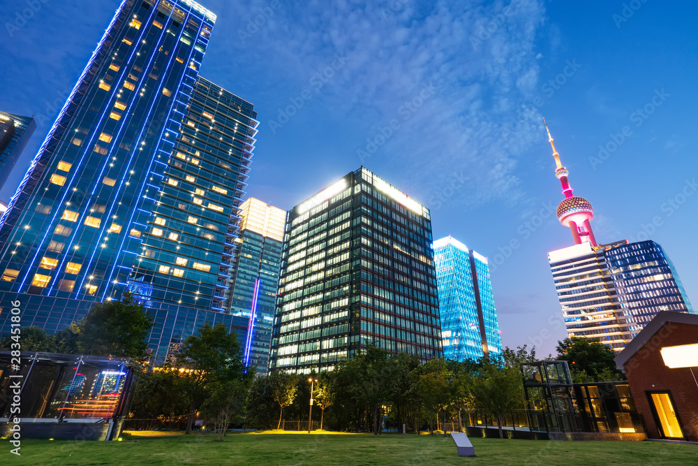 上海城市夜景建筑景观……