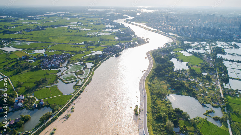 中国安徽省宣城市初秋雨后乡村风光航拍