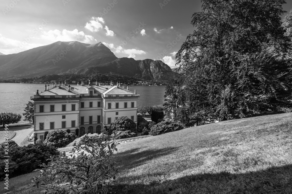 Scenic view on Lake Garda  in Limone sul Garda town, famous tourist destination in Italy