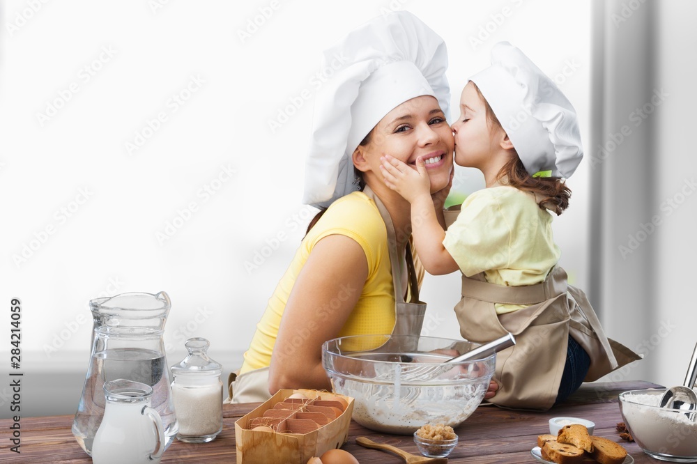 Cooking mother mom kid bake child kitchen