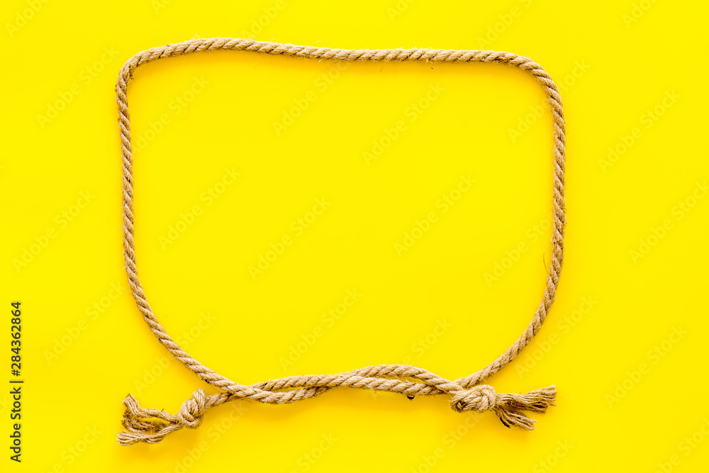 isolated rope mockup on yellow background top view