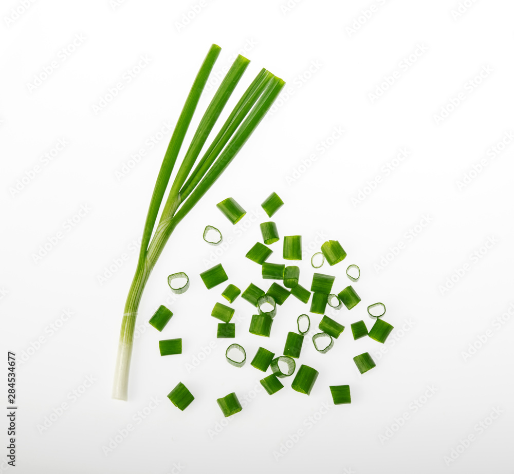 chopped green onions top view