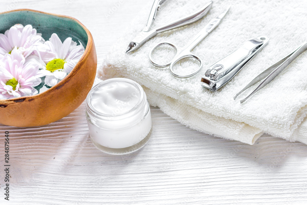 oil and cream for nail care in spa