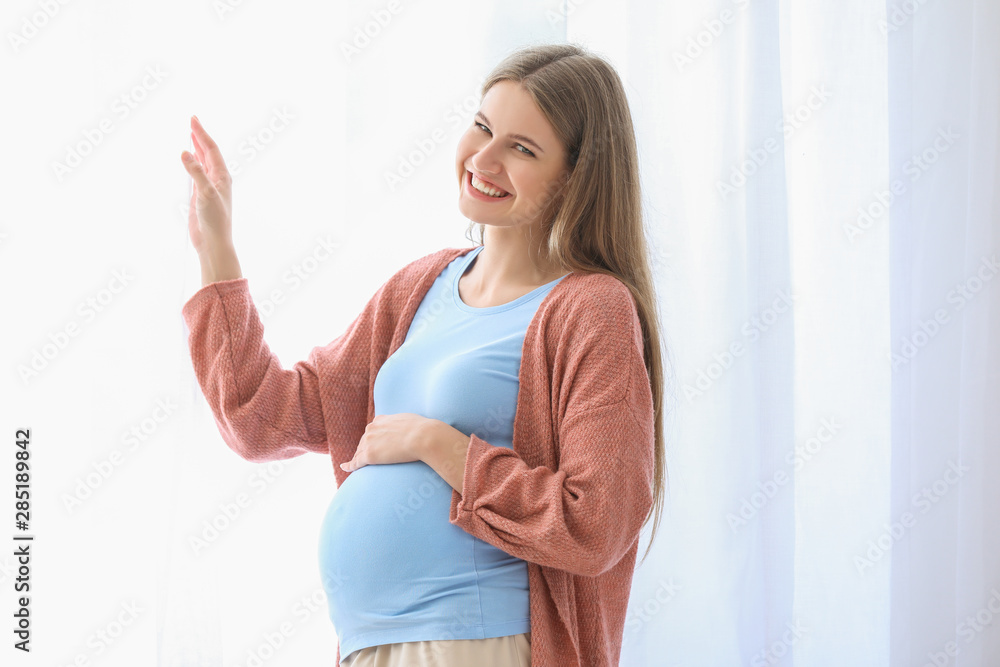 Beautiful pregnant woman at home