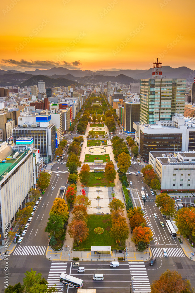 日本札幌奥多里公园的城市景观