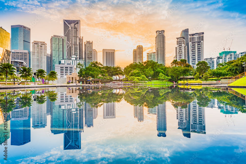 KLCC Park in the morning. Located in Kuala Lumpur, Malaysia.