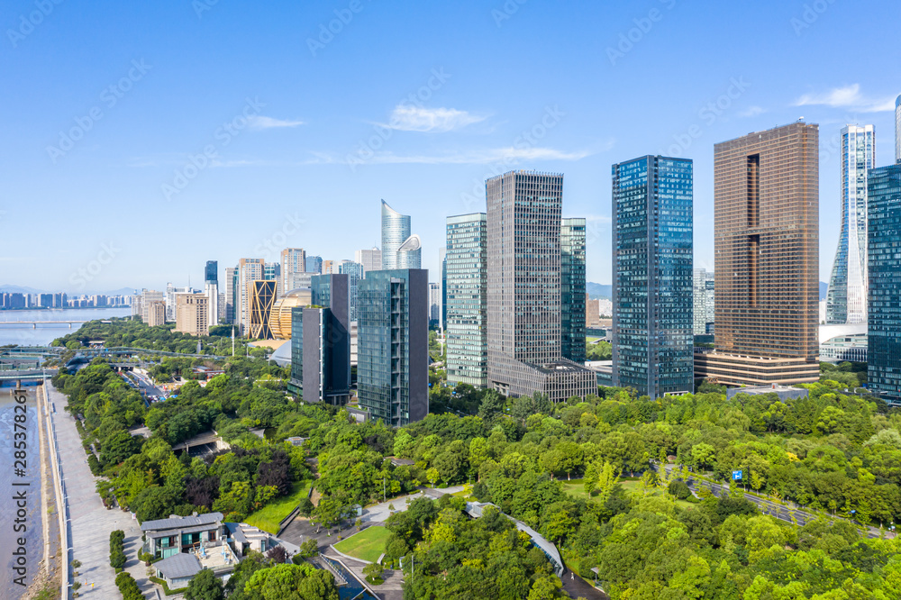 panoramic city skyline in hangzhou china