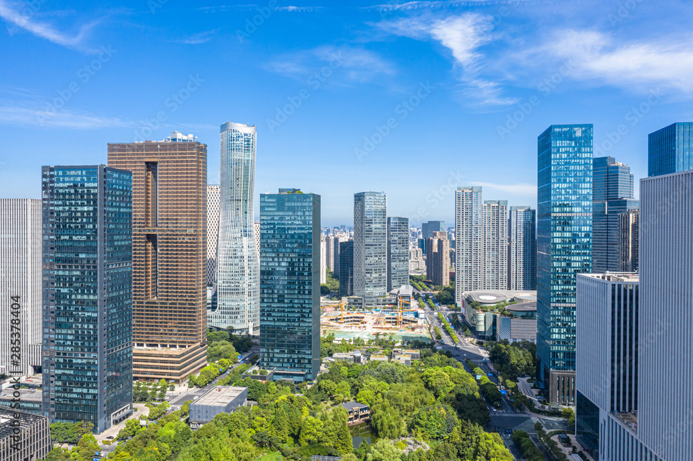 panoramic city skyline in hangzhou china