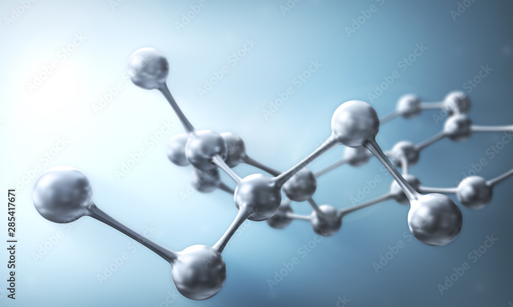 Difficult molecule on a blurred background. 3d illustration