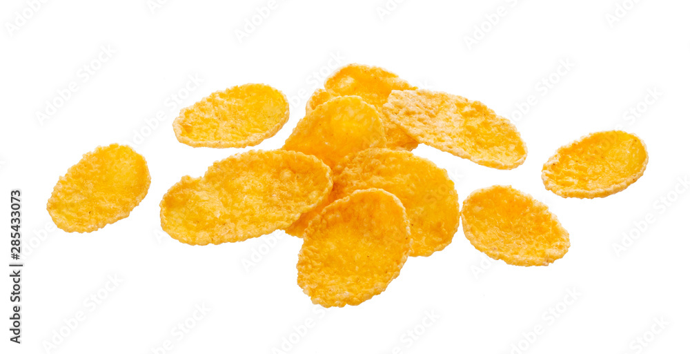 Corn flakes isolated on white background with clipping path