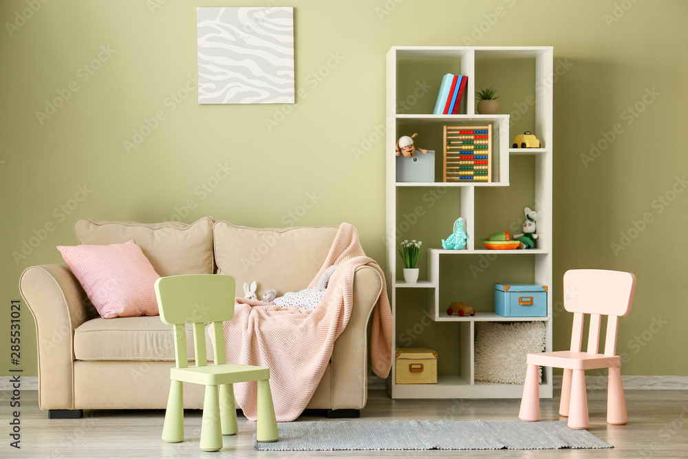 Interior of modern childrens room