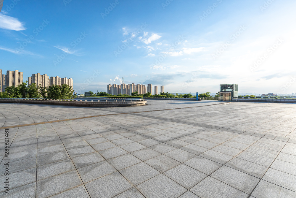 city skyline with empty  square