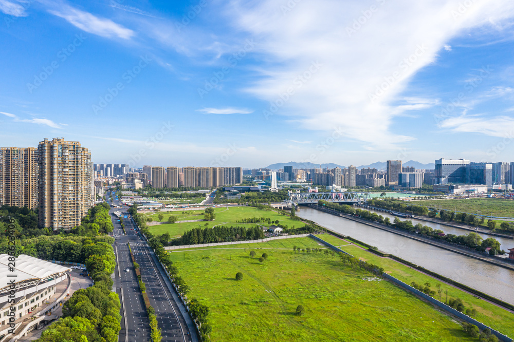 city skyline in hangzhou china