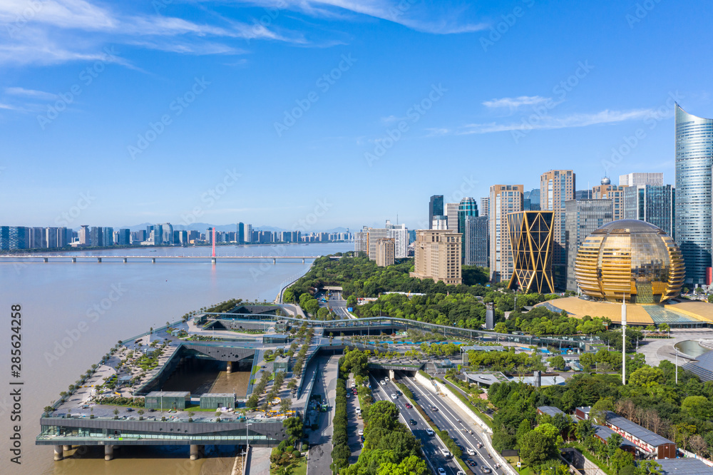 city skyline in hangzhou china