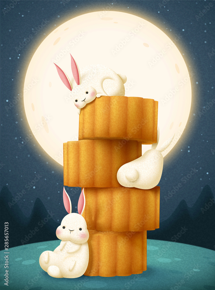 Mid autumn mooncake and rabbit