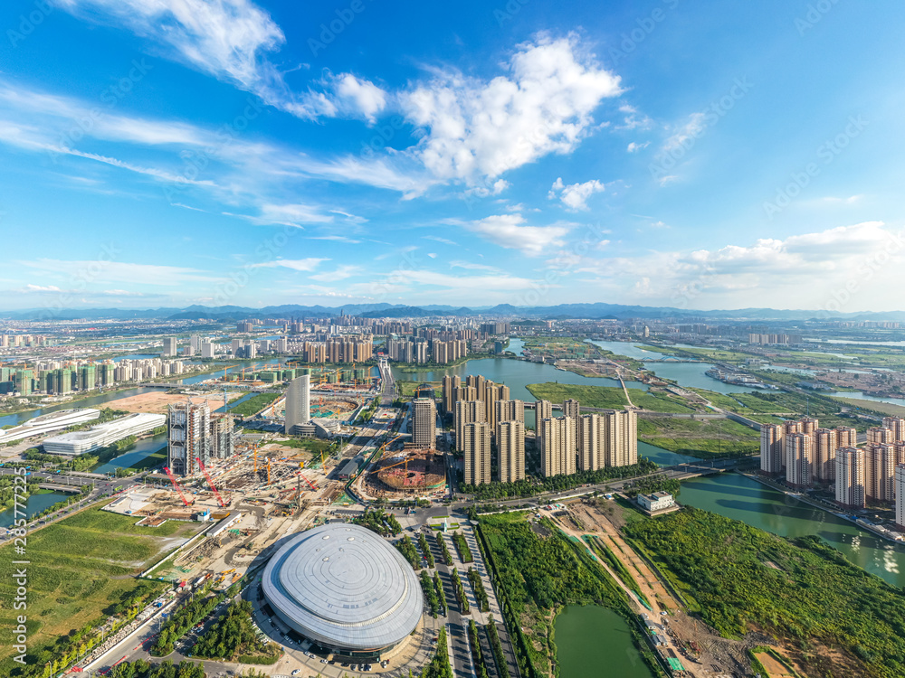 中国杭州全景城市天际线