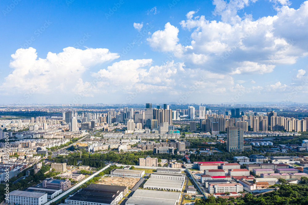 中国杭州城市天际线全景