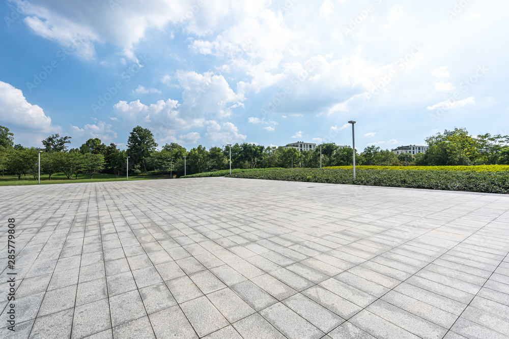 city skyline with empty floor