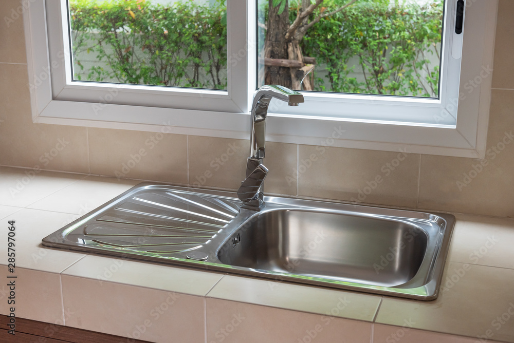 modern sink in modern kitchen room