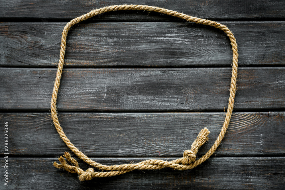 isolated rope mockup on wooden background top view