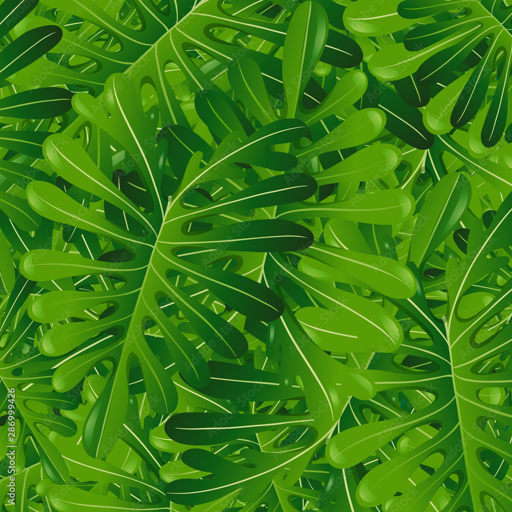 Background design with green leaves