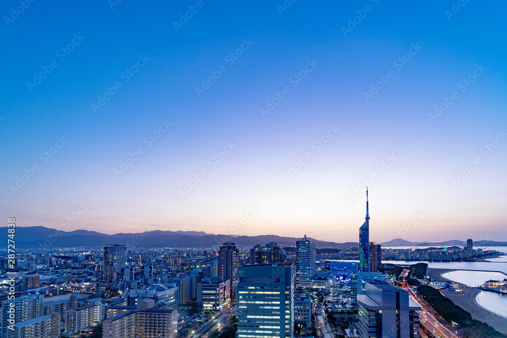 都市風景　福岡市　夕景