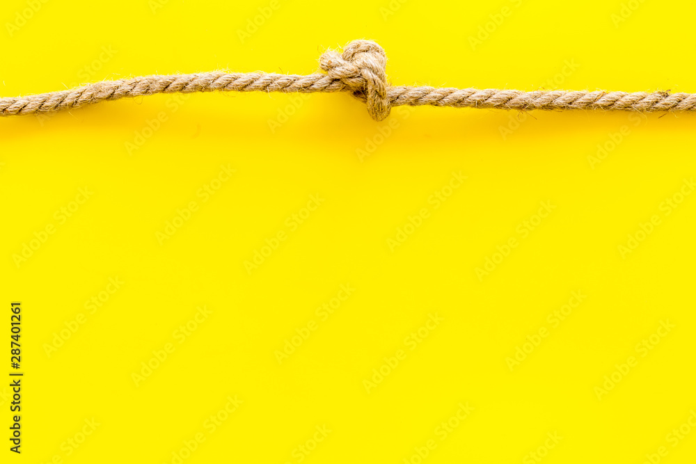 isolated rope mockup on yellow background top view