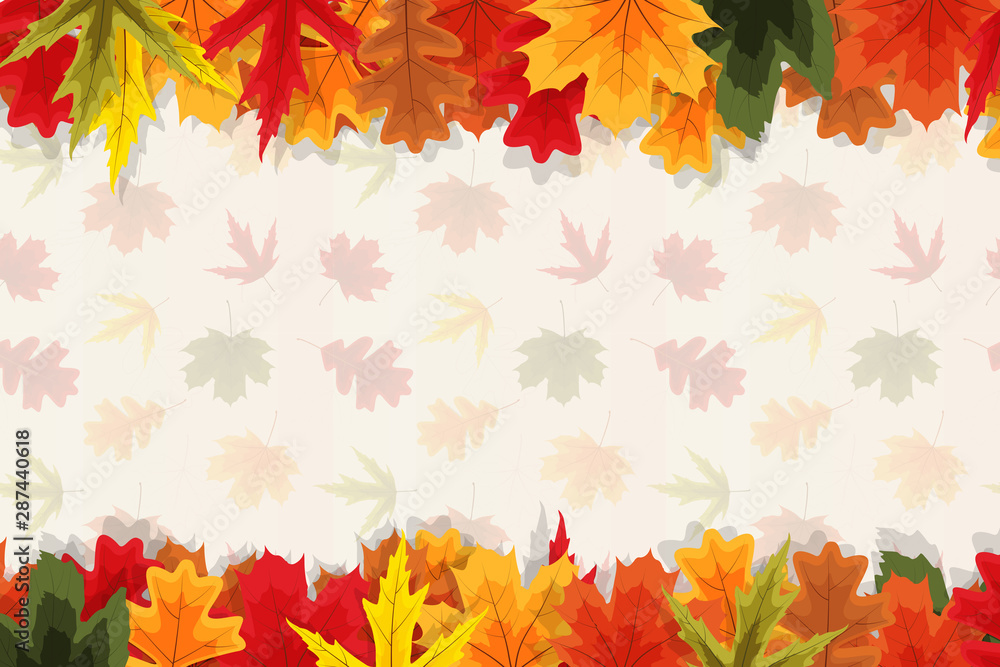 Autumn Natural Leaves Background. Vector Illustration