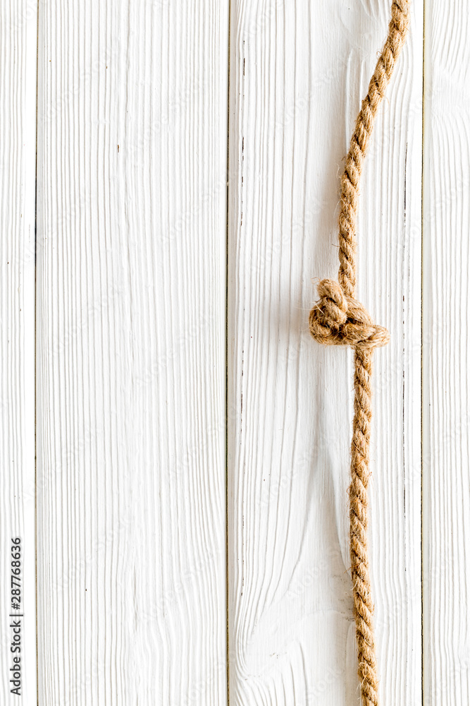 isolated rope mockup on white wooden background top view