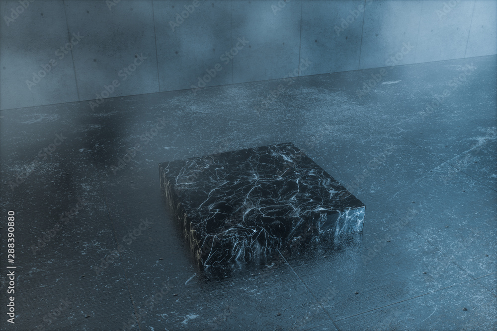 An empty concrete room filled with mist, 3d rendering