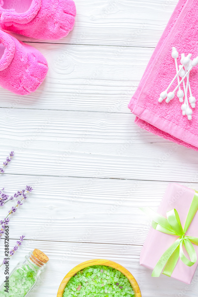 Natural organic cosmetics for baby with lavender on wooden background