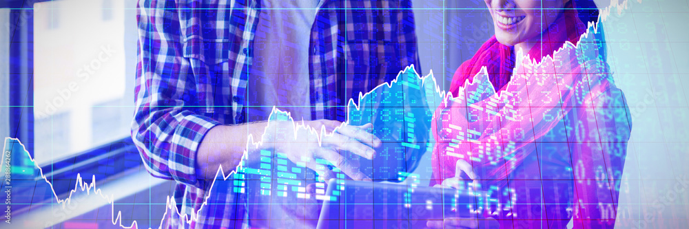 Composite image of stocks and shares