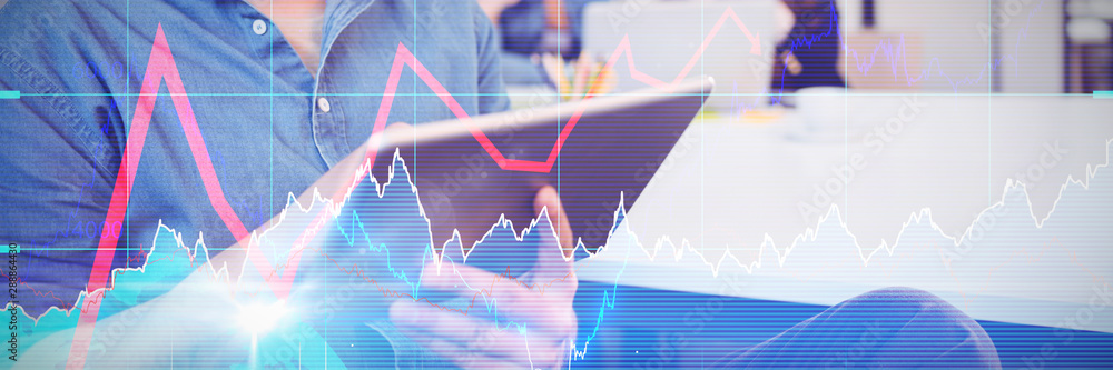 Composite image of stocks and shares