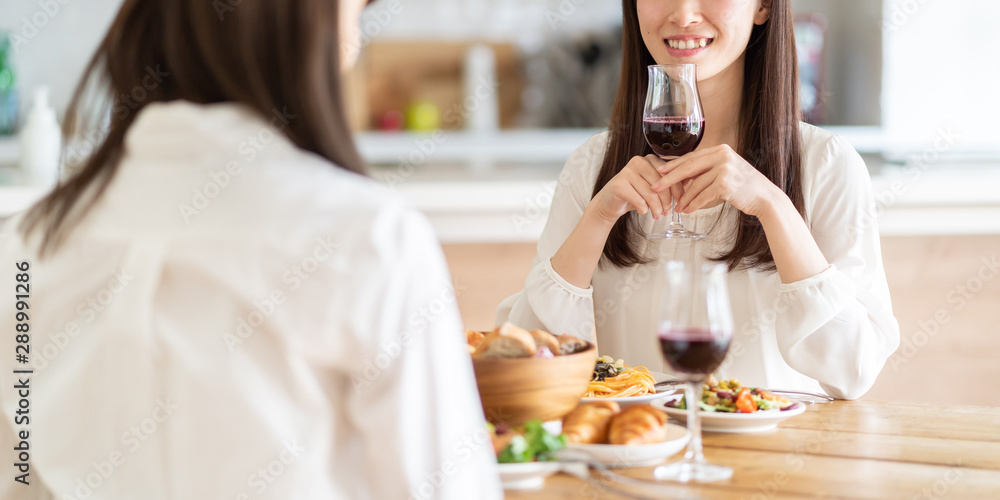 attractive asian women having lanch in dining