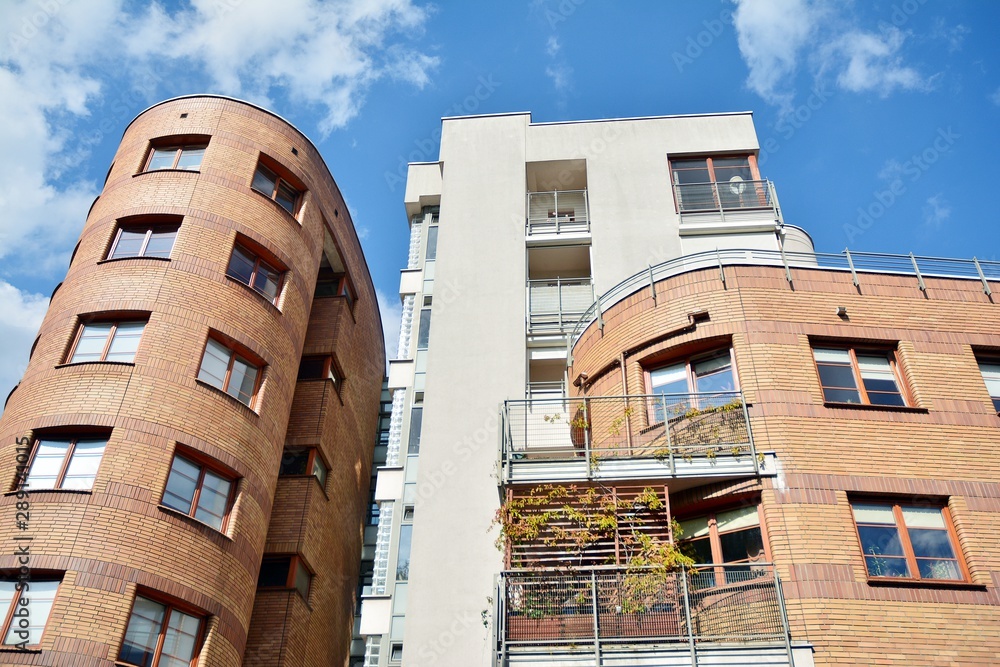 Modern European residential apartment buildings quarter. Abstract architecture, fragment of modern u