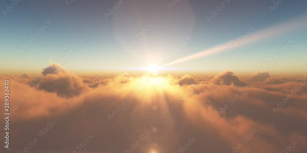 heaven, sunset over the clouds