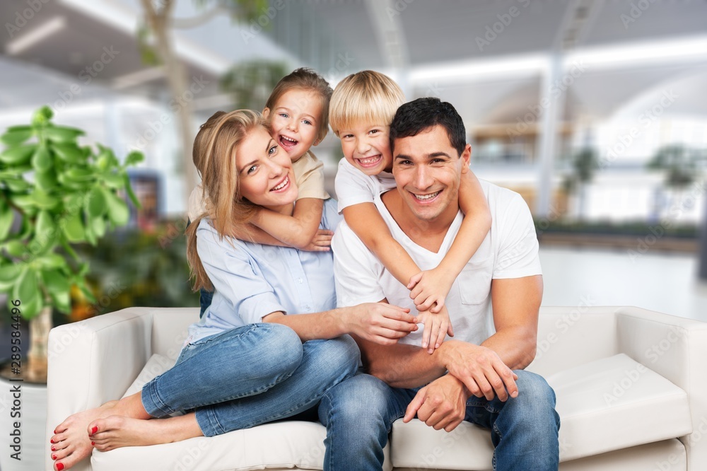 Beautiful smiling family on background