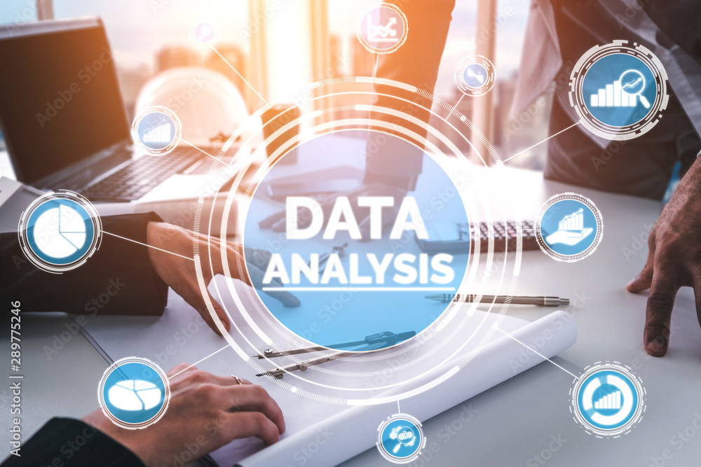 Data Analysis for Business and Finance Concept. Graphic interface showing future computer technology