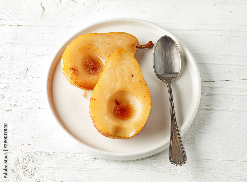 plate of caramelized pears